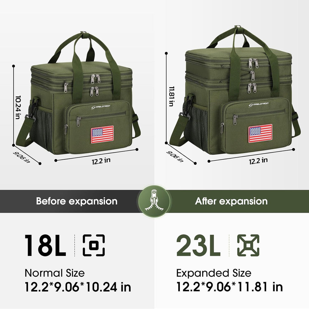 Maelstrom 23L Insulated Lunch Box, Expandable Double Deck Cooler Bag