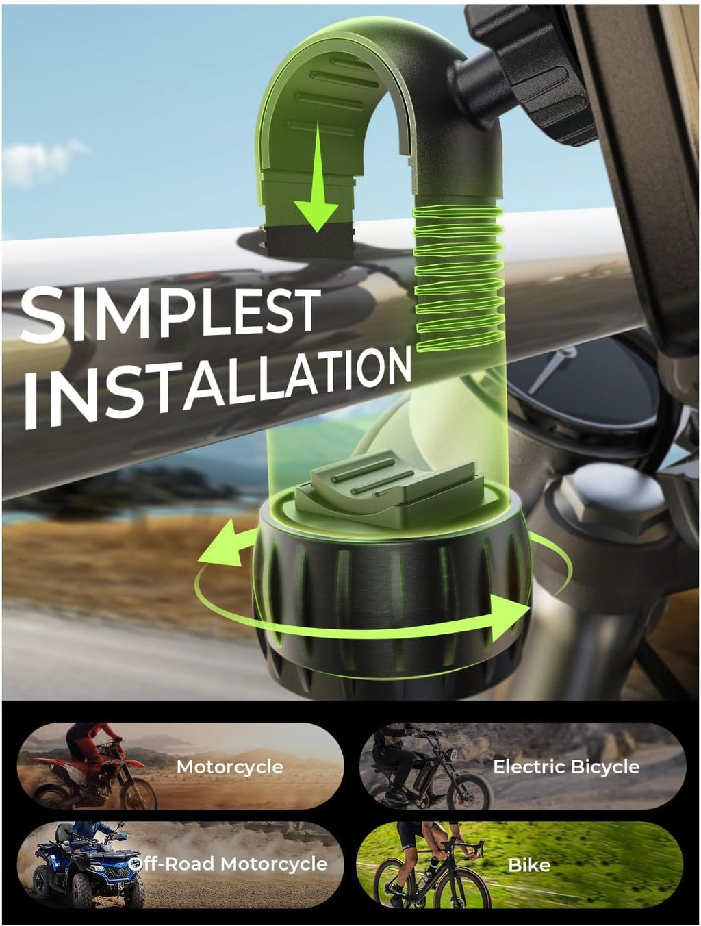 LISEN Bike Phone Holder for Bike Scooter Ebike Bicycle Motorcycle, Orange