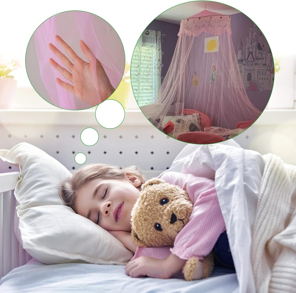Mosquito Net Bed Canopy for Girls Pink Bed Curtains Tent Twin Queen Size