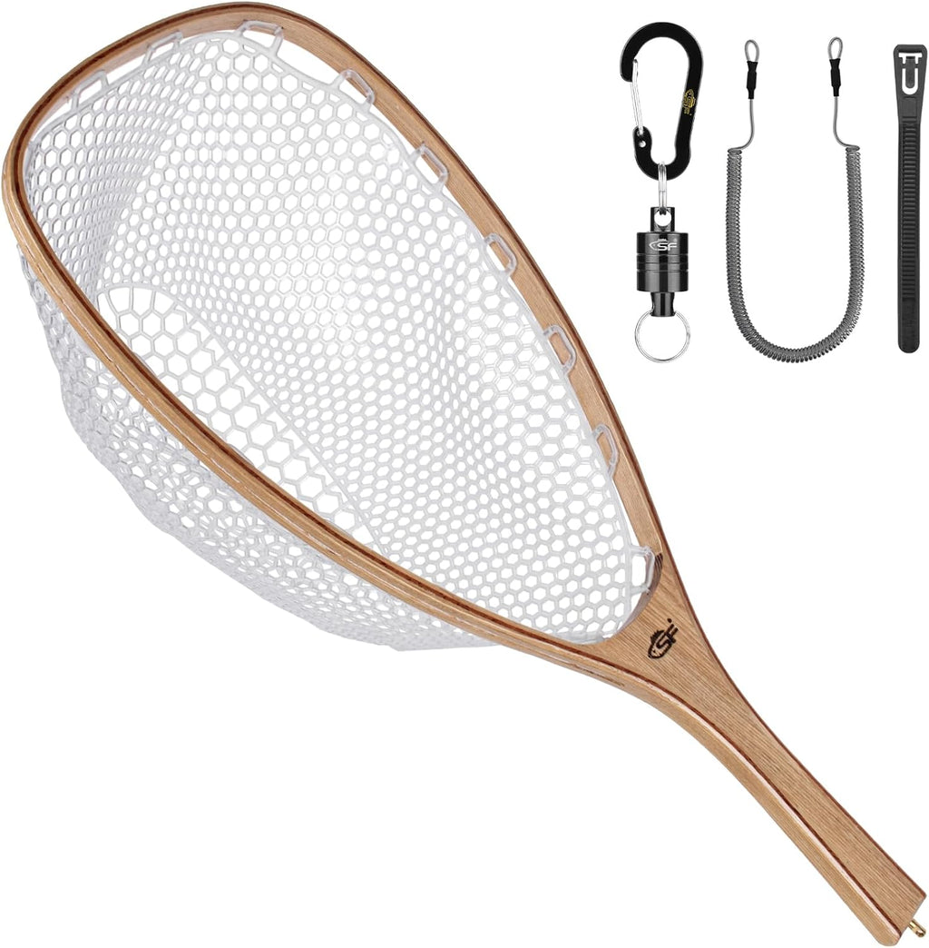 SF Fly Fishing Landing Net Soft Rubber Mesh Trout Net Catch and Release Net