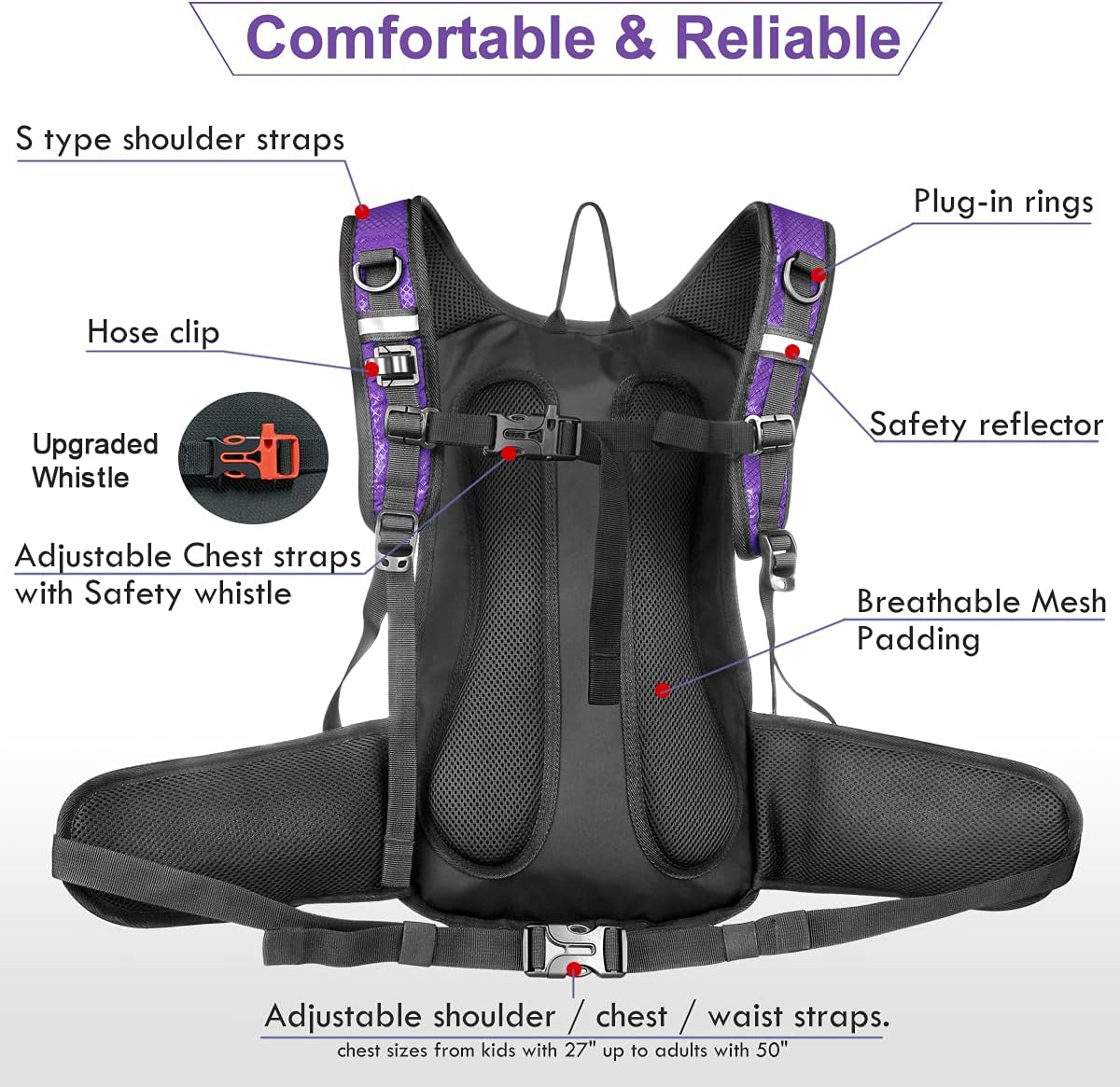 Mothybot Insulated Hydration Backpack Pack with 3L BPA Free Leak Proof Water Bladder, Large Storage Lightweight Hiking Daypack with Waist Pouches & Cooler Layer, for Running, Biking, Camping, Festival