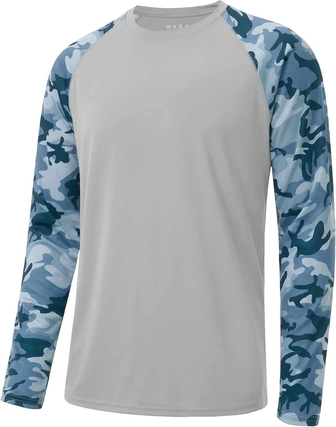 FISHEAL Men's Long Sleeve Fishing Shirts, UPF 50+ Camo Sun Protection Rash Guard, UV Shirt for Swimming Hunting Outdoor