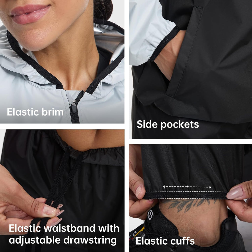 HOTSUIT Sauna Suit for Women Weight Loss Sweat Suits Sauna Jacket Pant Machine Washable Anti Rip for Gym Workout Exercise
