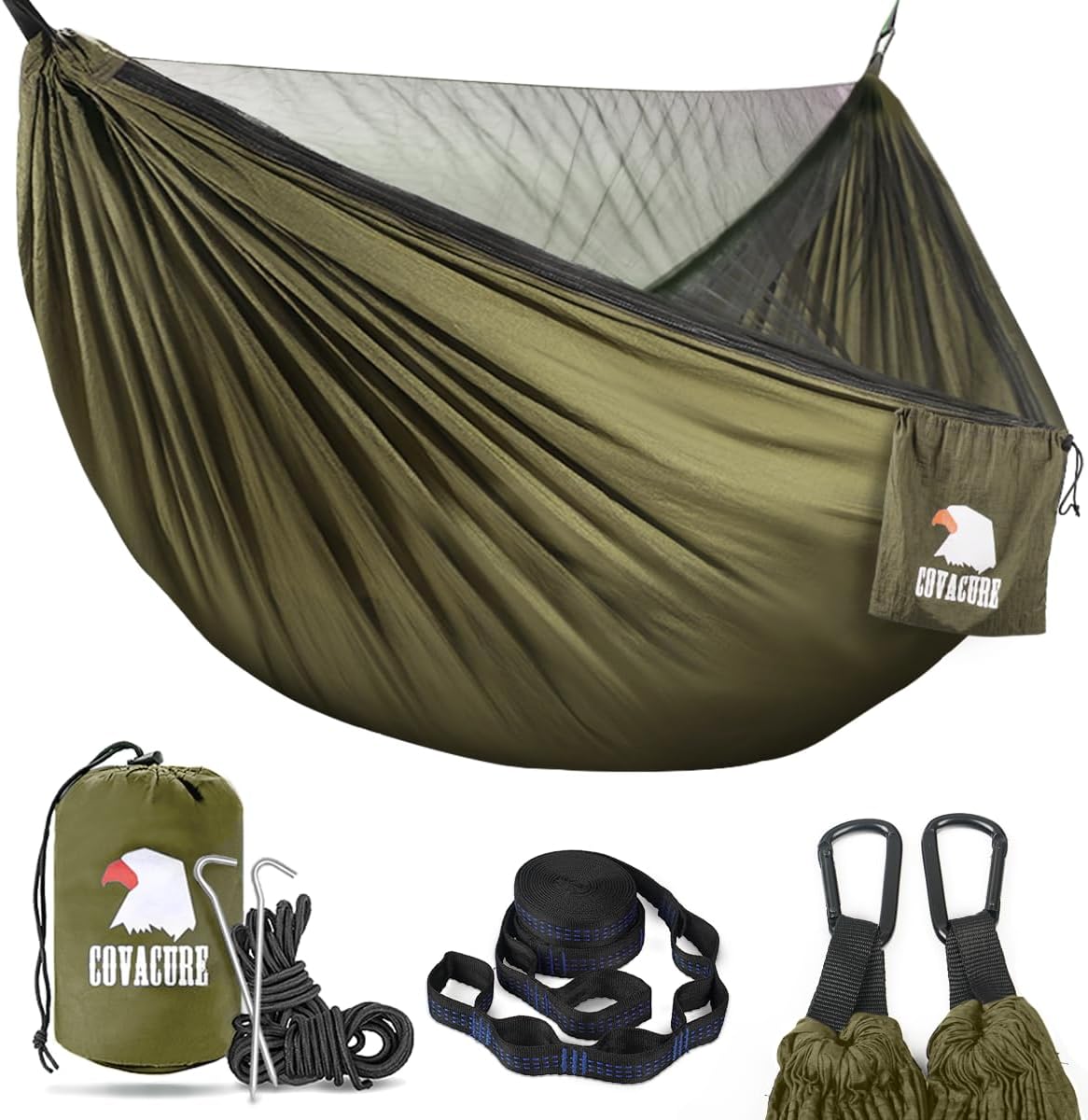 Covacure Camping Hammock, 772 lbs Capacity Double Hammock - Black