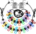 2 Pack Camping Clothesline Portable 12 Clothespins, Colorful