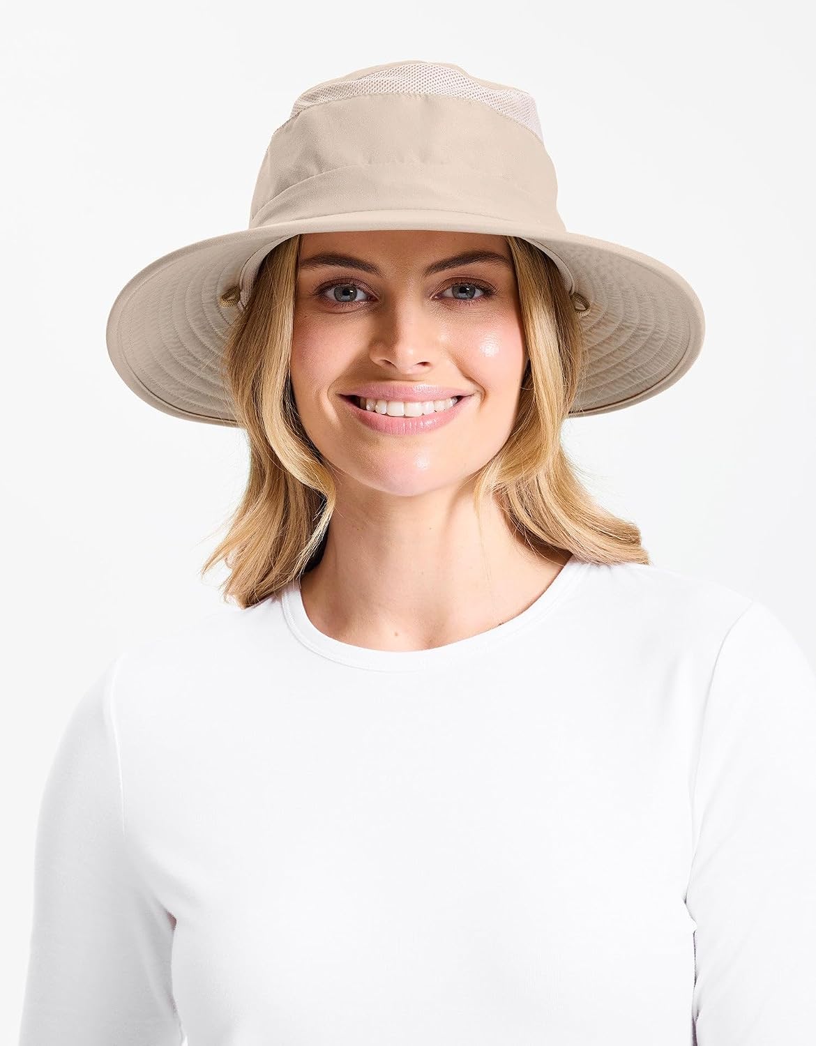 Solbari Everyday Broad Brim Sun Hat with Pocket UPF50+ Uv Protection, Sun Protective Hat for Women Beige Small