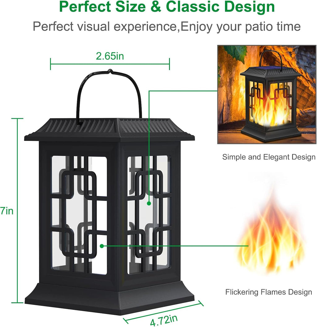 Solar Lanterns Outdoor Waterproof, Hanging Solar Lights 2 Pack