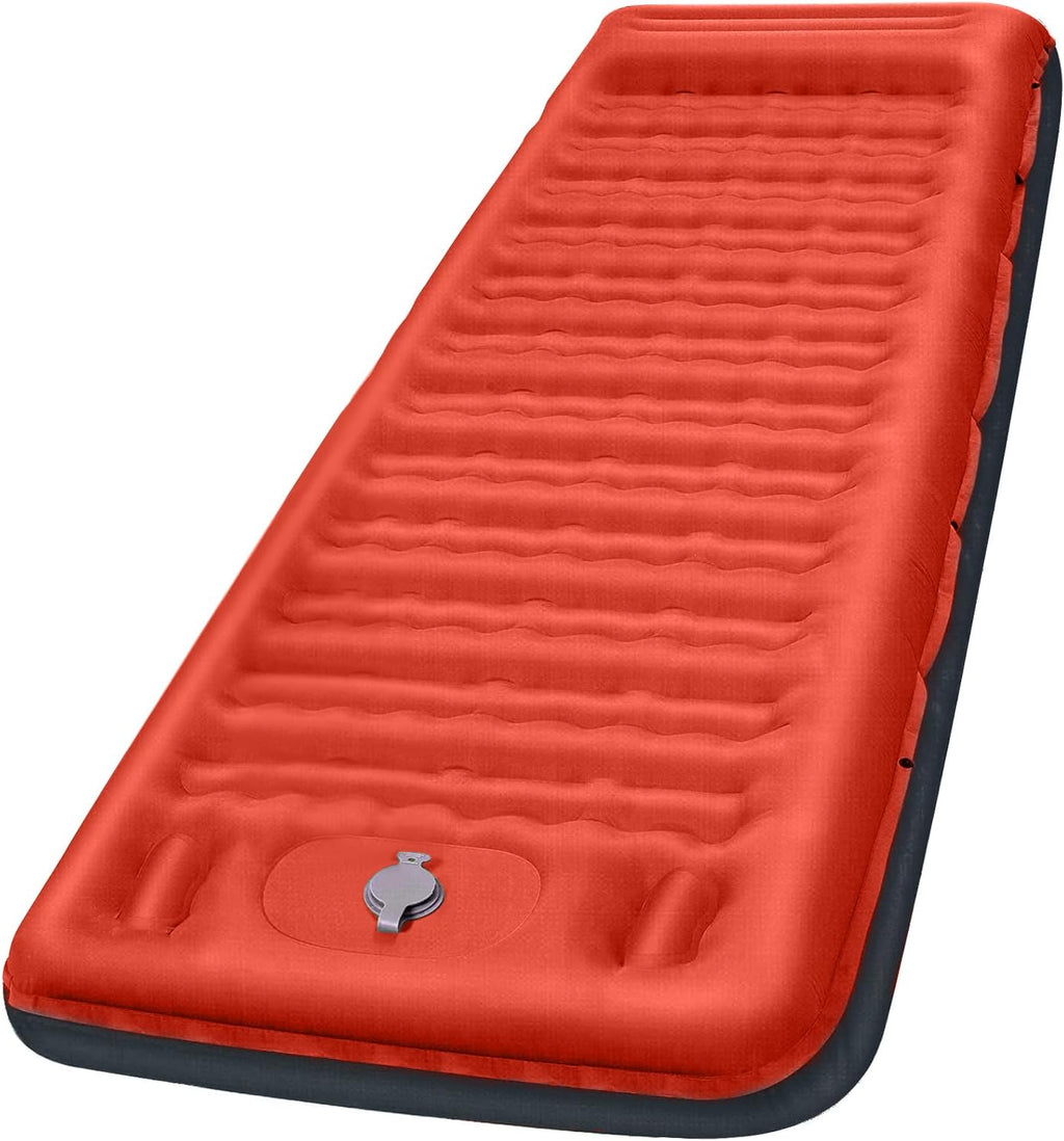 FNARMW Camping Sleeping Pad, Extra Thick 5 Inch Camping Mat with Pillow Built-in Foot Pump Inflatable Sleeping Pads Compact for Camping Backpacking Hiking Traveling Tent（Green）