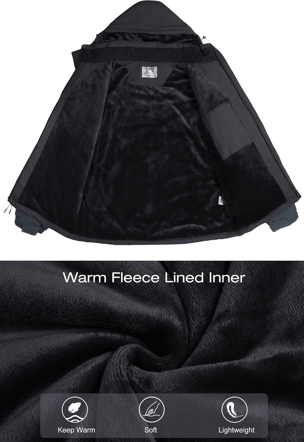 CAMELSPORTS Mens Winter Jacket Waterproof Warm Snow Ski Jackets Faux Fur Fleece Rain Coats with Removable Hood