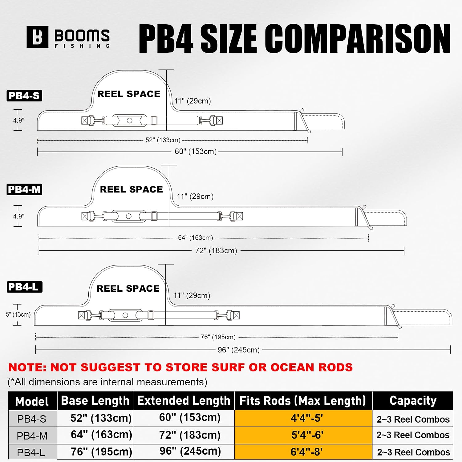 Booms Fishing PB4 5.4ft~6ft Fishing Rod and Reel Case, Folded Nylon Fishing Pole Case, 0.6ft Extended Design Fishing Spinning Rod Bag, Store up to 2~3 Poles with Reels (Not Store Surf Rod Combo)