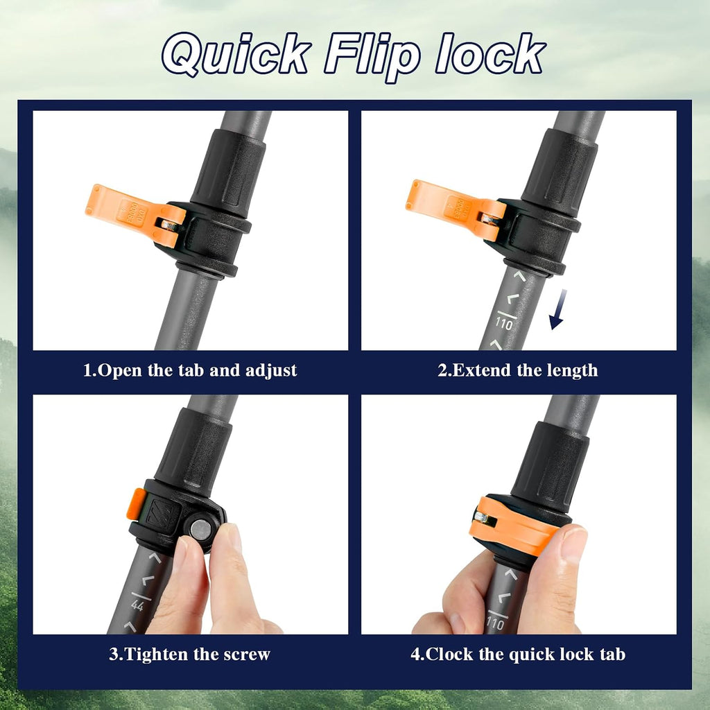 Hiking Poles, Ultra-Light Telescopic Trekking Poles,Portable Walking Sticks with Adjustable Height for Men and Women