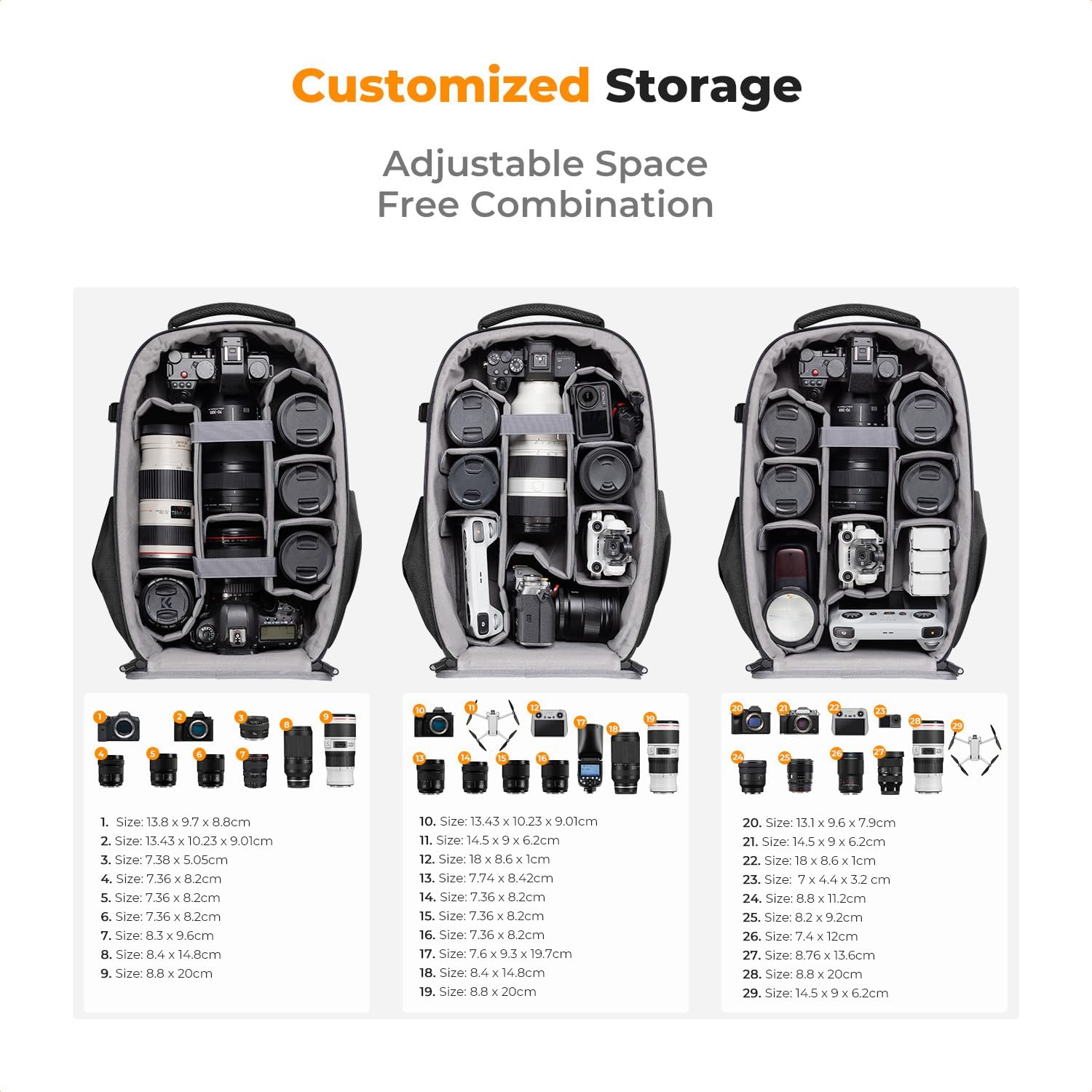 K&F CONCEPT Camera Backpack,Hardshell Photography DSLR Camera Bag