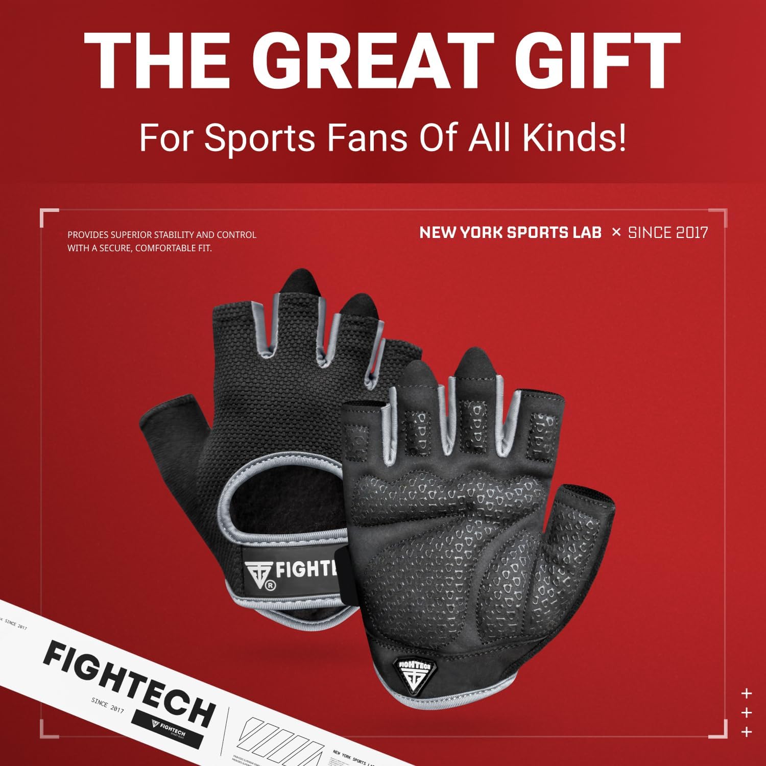 FIGHTECH Workout Gloves for Men and Women, Fingerless Weight Lifting Gloves with Cushioned Palms, Gym Gloves for Exercise Fitness Training Climbing Cycling, Breathable and Lightweight