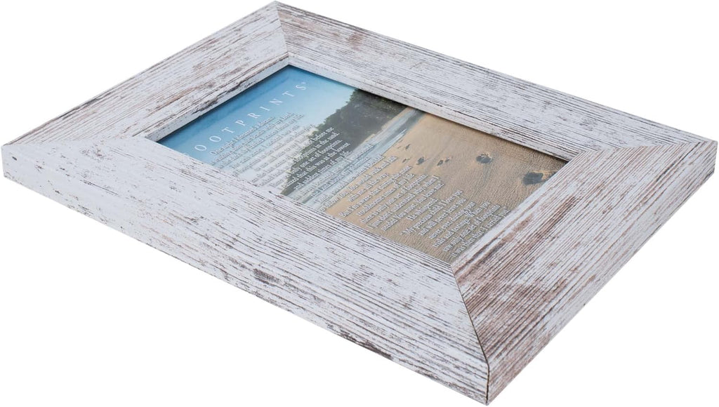 Dicksons Footprints Distressed White 9 x 7 Inch Wood Wall or Tabletop Picture Photo Frame