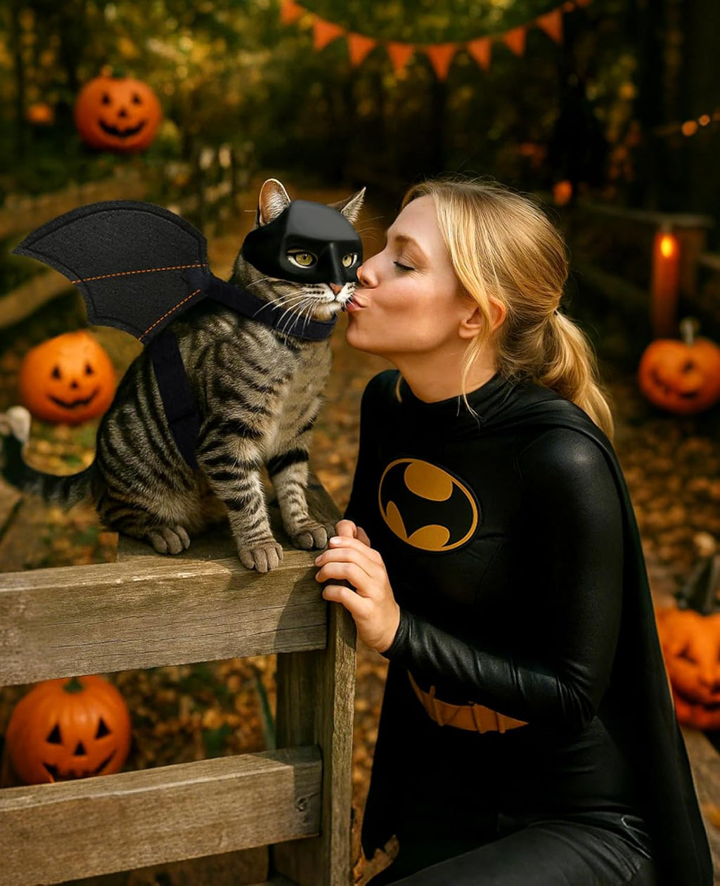 Halloween Cat Bat Wings with Mask Costume