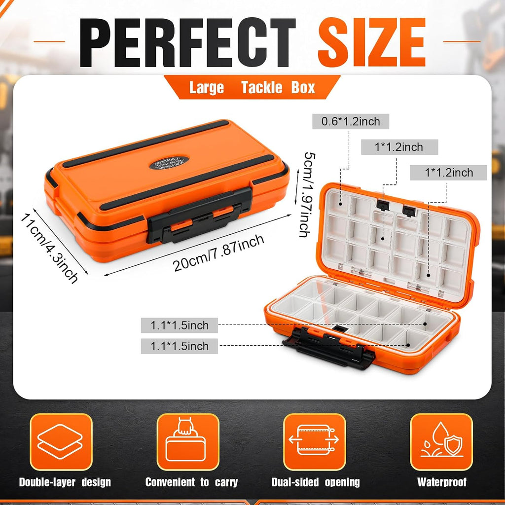 4 Pack Fishing Tackle Box, Large Waterproof Lure Bait Storage Box with Adjustable Dividers, Double Sided Floating Storage Container for Hooks, Sinkers, Beads, Small Baits(Stylish)