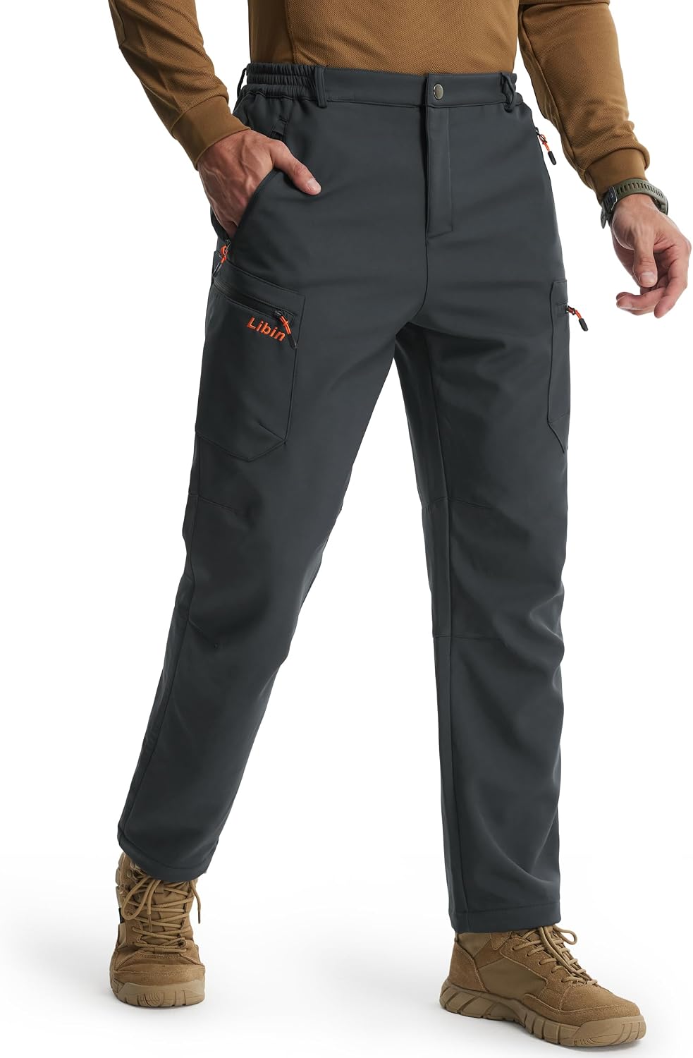 Libin Men's Fleece Lined Hiking Pants Snow Ski Water Resistant