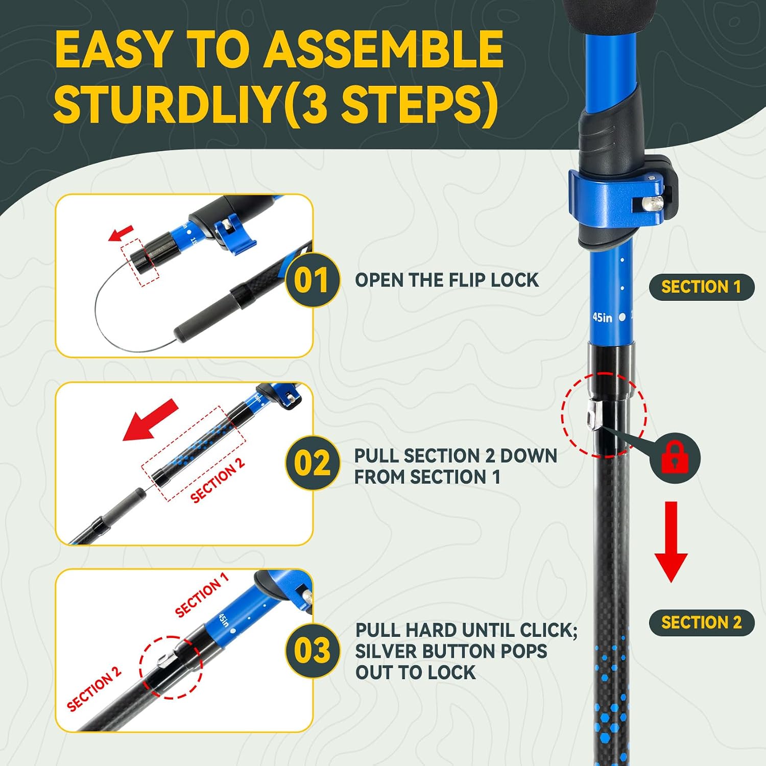 Clostnature Carbon Fiber Collapsible Trekking Poles for Hiking, Walking