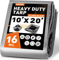 AROIC 10x20FT Heavy Duty Tarps, Waterproof 16 Mil Thick Camping Tarp