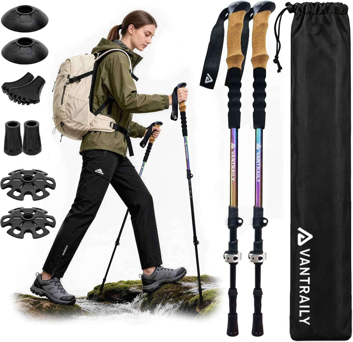 Carbon Fiber Trekking Poles Lightweight Collapsible Hiking Poles