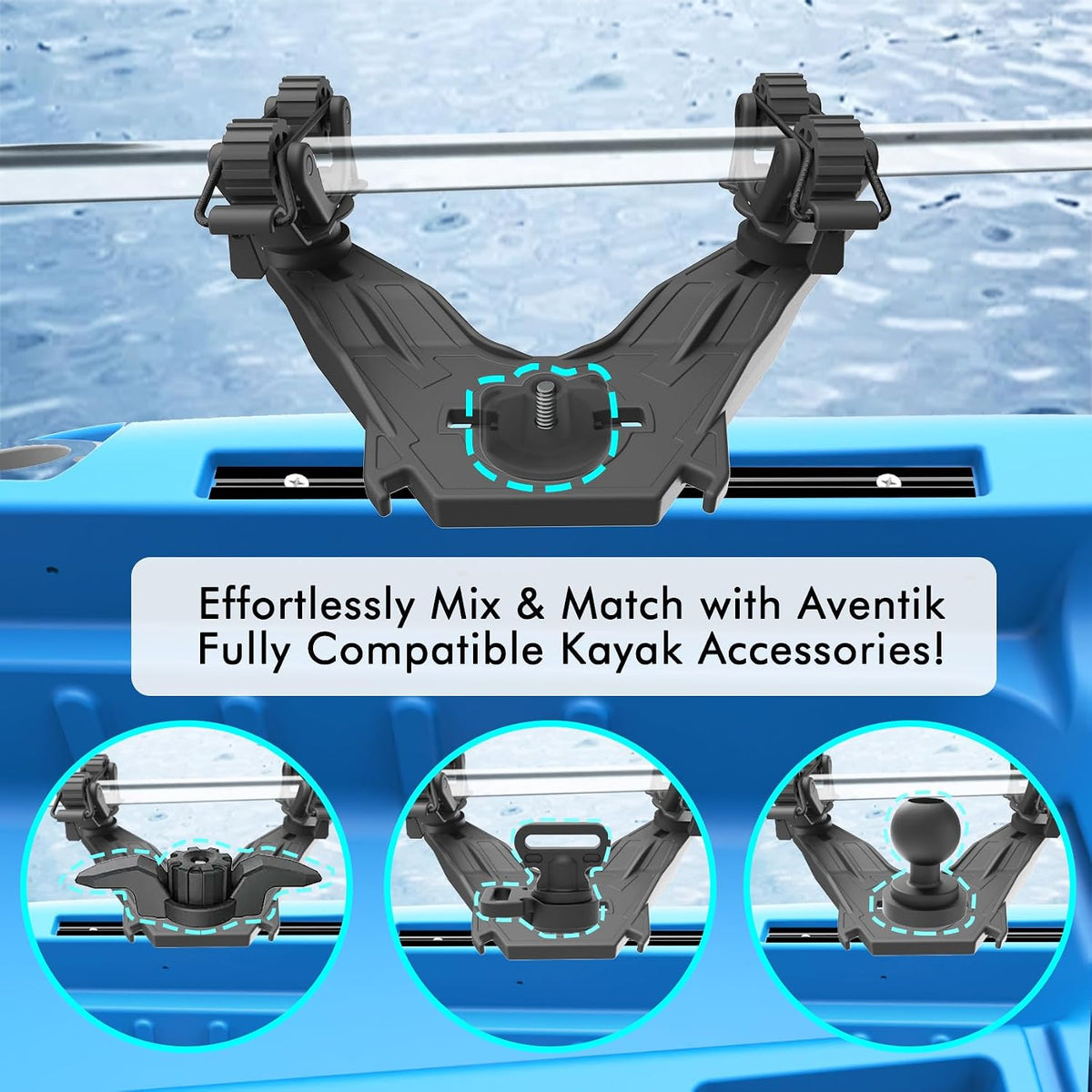 Multifunctional Kayak Paddle Holder, Space-Saving Kayak Paddle Holder, Offset Paddle Holder Kayak Track Mount, Kayak Rail Accessories for Fishing