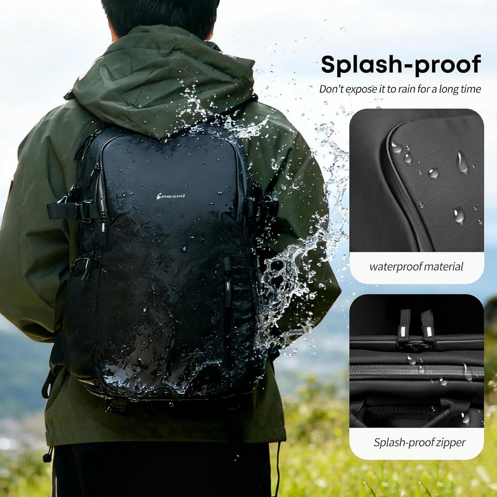 Besnfoto Camera Backpack Waterproof Bag Professional Travel Photography Bag Large for DSLR SLR Mirrorless Camera with Tripod Holder and Laptop Compartment Compatible with Canon/Nikon/Sony