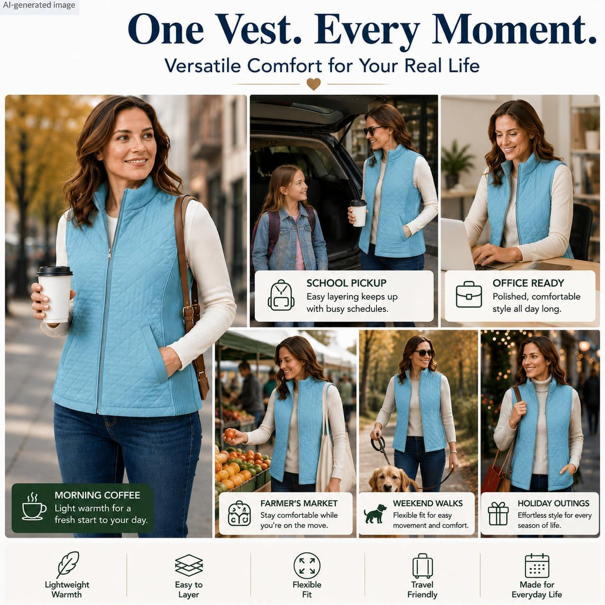 Bienzoe Womens Lightweight Quilted Vest: Warm Daily Layer