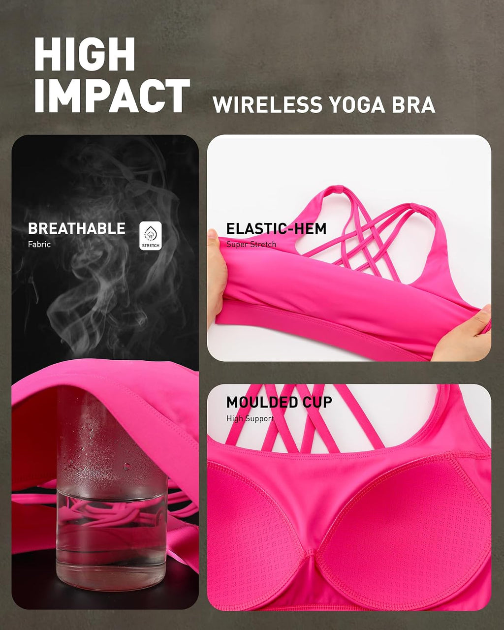 RUNNING GIRL Sports Bras for Women,Crisscross Back High Impact Sports Bra with Hook Closure Workout Supportive Bra