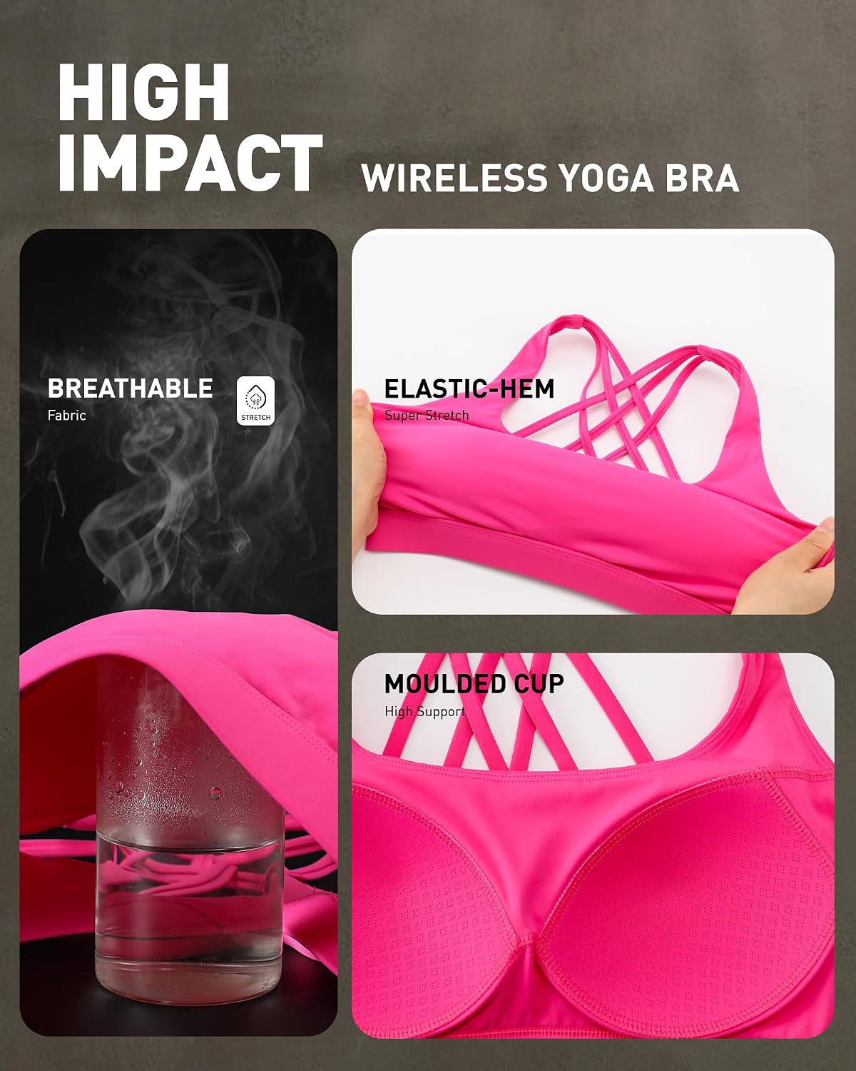 RUNNING GIRL Sports Bras for Women,Crisscross Back High Impact Sports Bra with Hook Closure Workout Supportive Bra