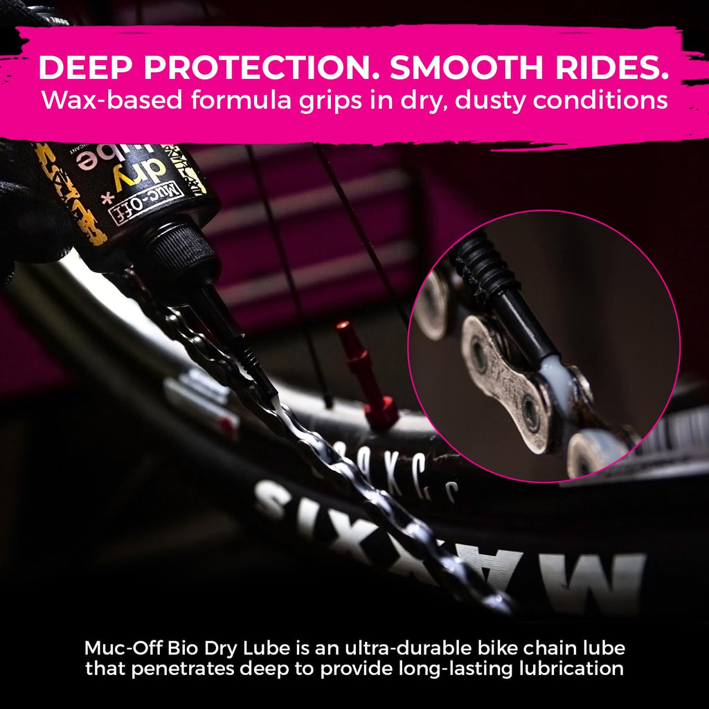 Muc-Off Nano Tech Bike Cleaner 1 Liter & Bio Dry Chain Lube 120ml Bundle with Microfiber Towel | Ultimate Bike Cleaning & Lubrication Kit | Safe on All Surfaces | Wax-Based Lube for Dry Conditions