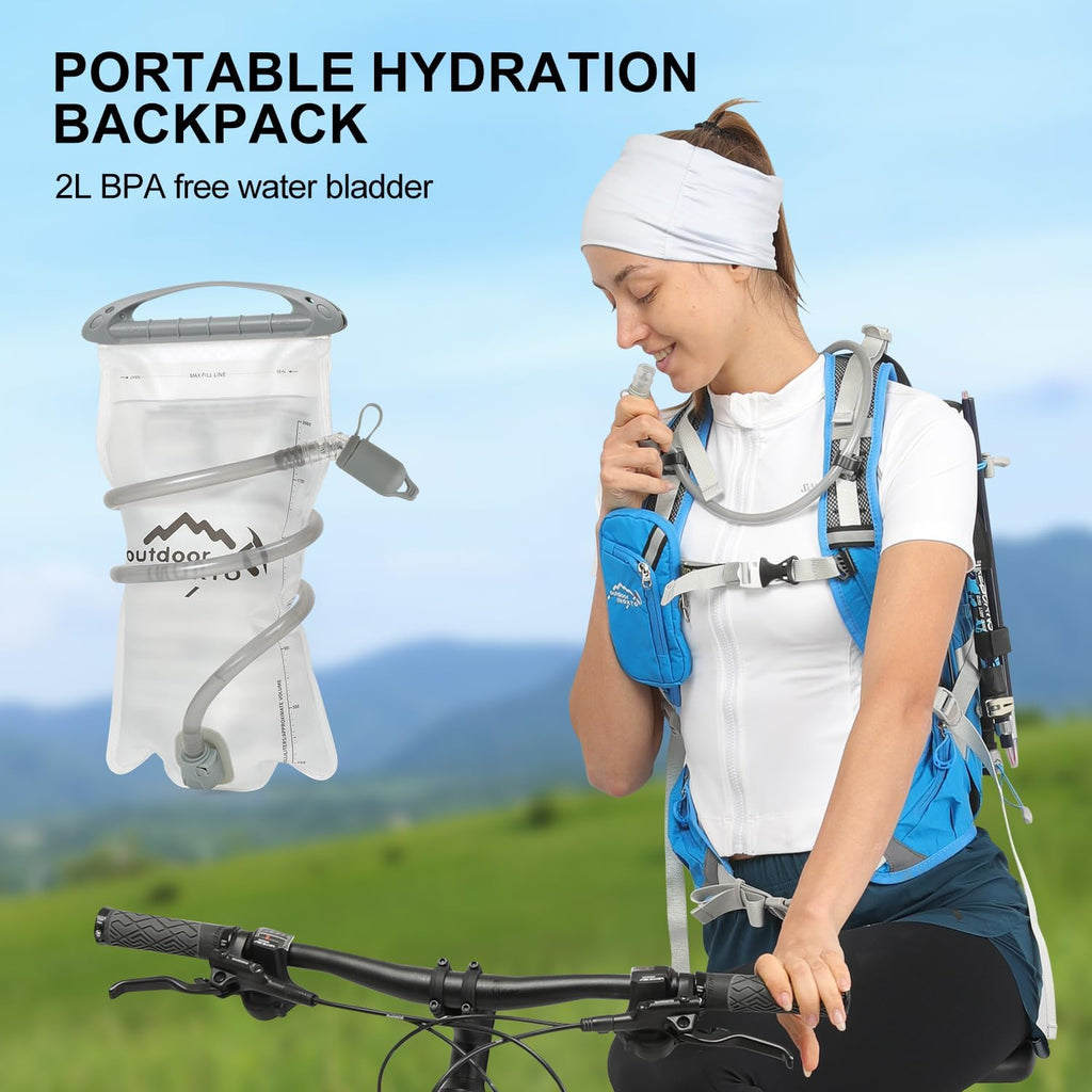 IX INOXTO 20L Hydration Backpack, Waterproof Hiking Internal Frame Backpacks with 2L Hydration Water Bladder and Rain Cover for Men, Lightweight Travel Daypack for Cycling,Camping,Ski (blue)