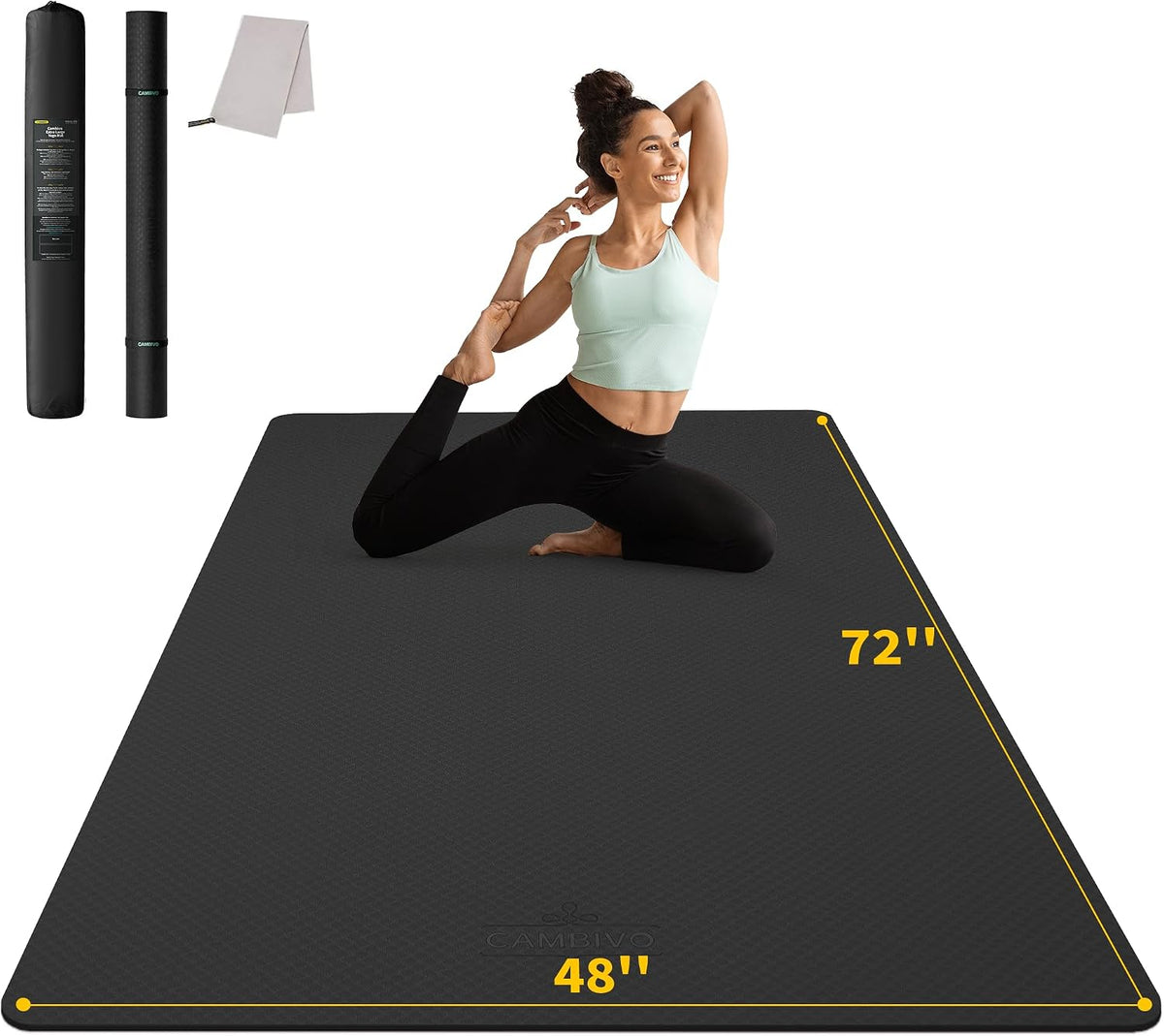 CAMBIVO 72''x48'' Large Yoga Mat, Extra Thick TPE Workout Mat