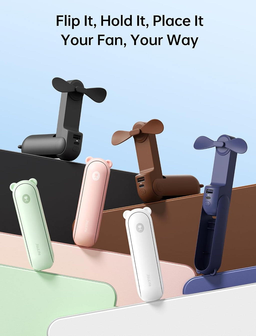 JISULIFE 3 IN 1 Portable Fan with Power Bank & Flashlight Featured