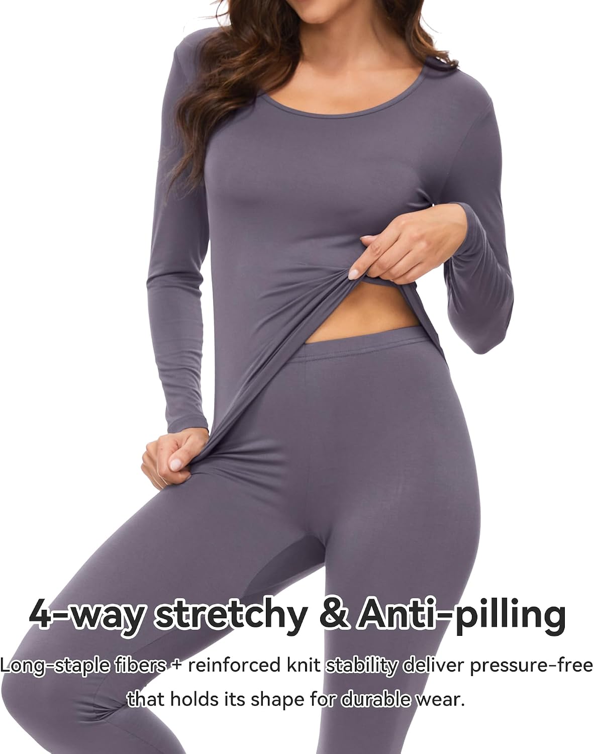 WiWi Soft Underwear for Women Thermal Long Johns Sets Super Warm Base Layer Top Pants Pajamas Set Viscose from Bamboo S-3X