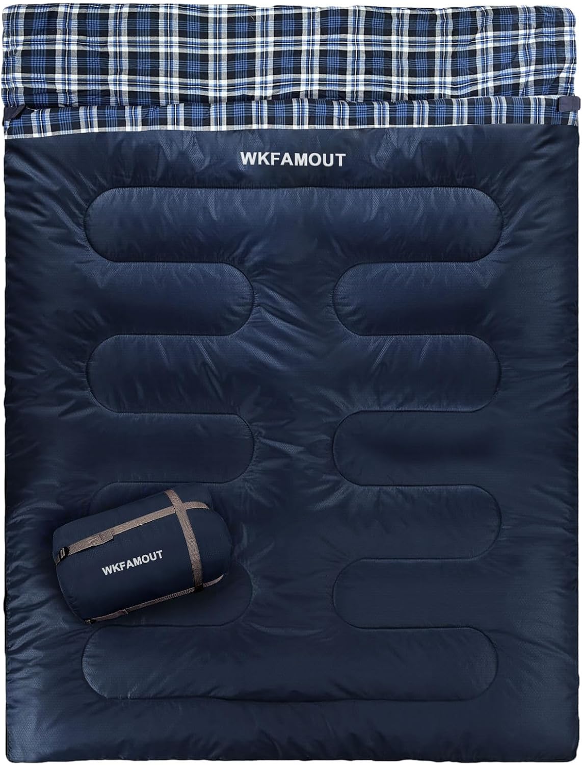 Double Sleeping Bag for Adults Machine Washable 2 Person Camping Sleeping Bag Queen Size Waterproof with Compression Sack for Cold Weather 3-4 Seasons