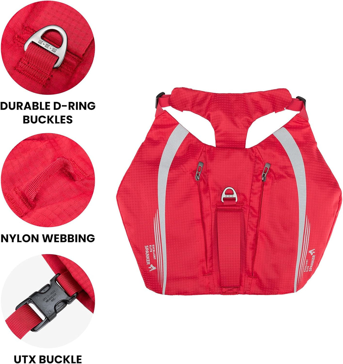 EXCELLENT ELITE SPANKER Reflective Dog Backpack with Handle for Hiking