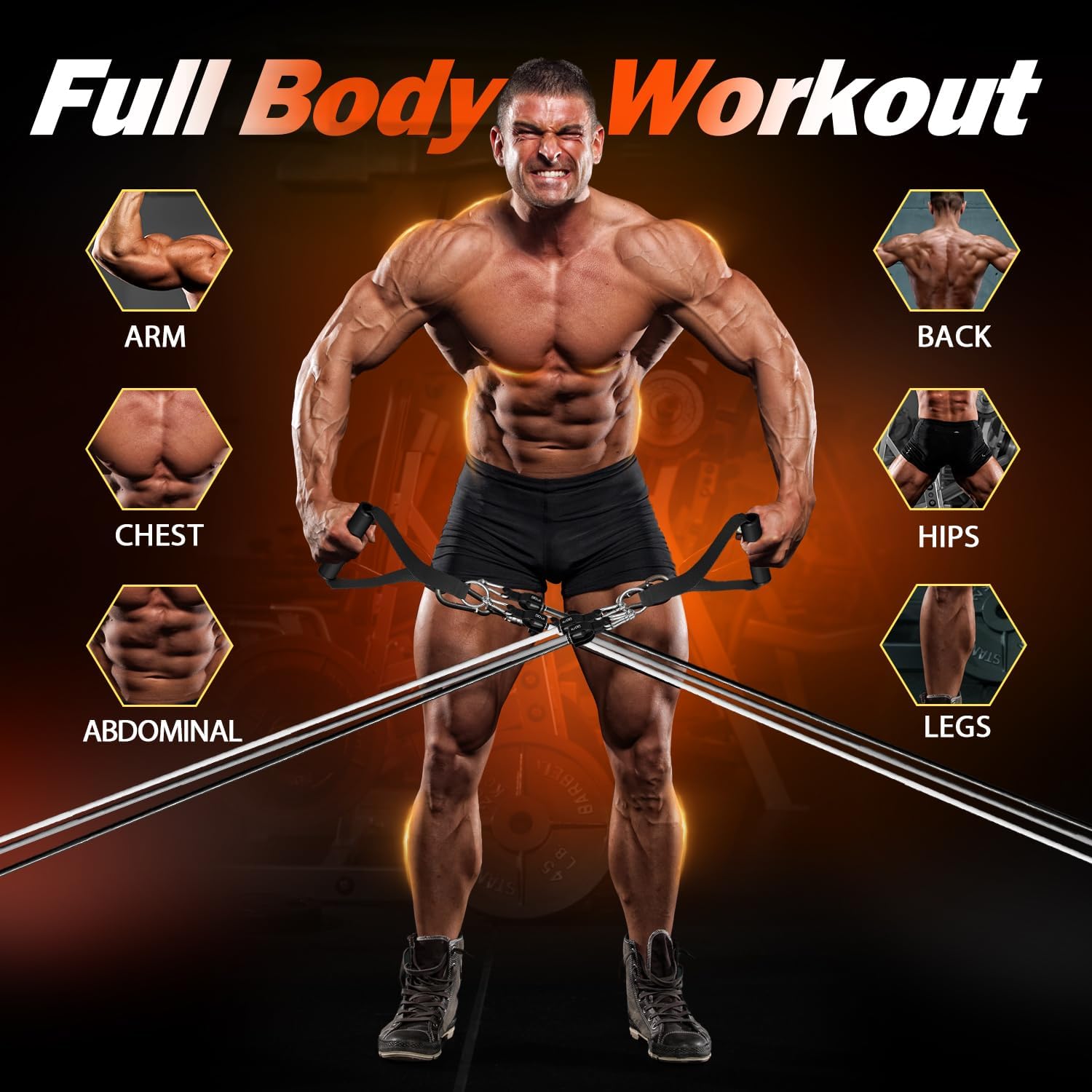WHATAFIT Resistance Bands with Handles, 5-Level Exercise Bands for Workout