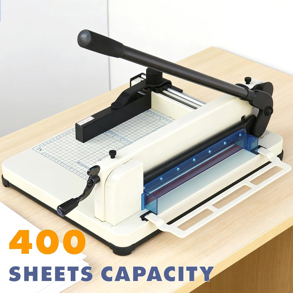 Heavy Duty Paper Cutter 12", Guillotine A4 Paper Cutter, 500 Sheets Capacity Paper Trimmer, Double Safety Protection Durable HSS Blade for Cutting Paper