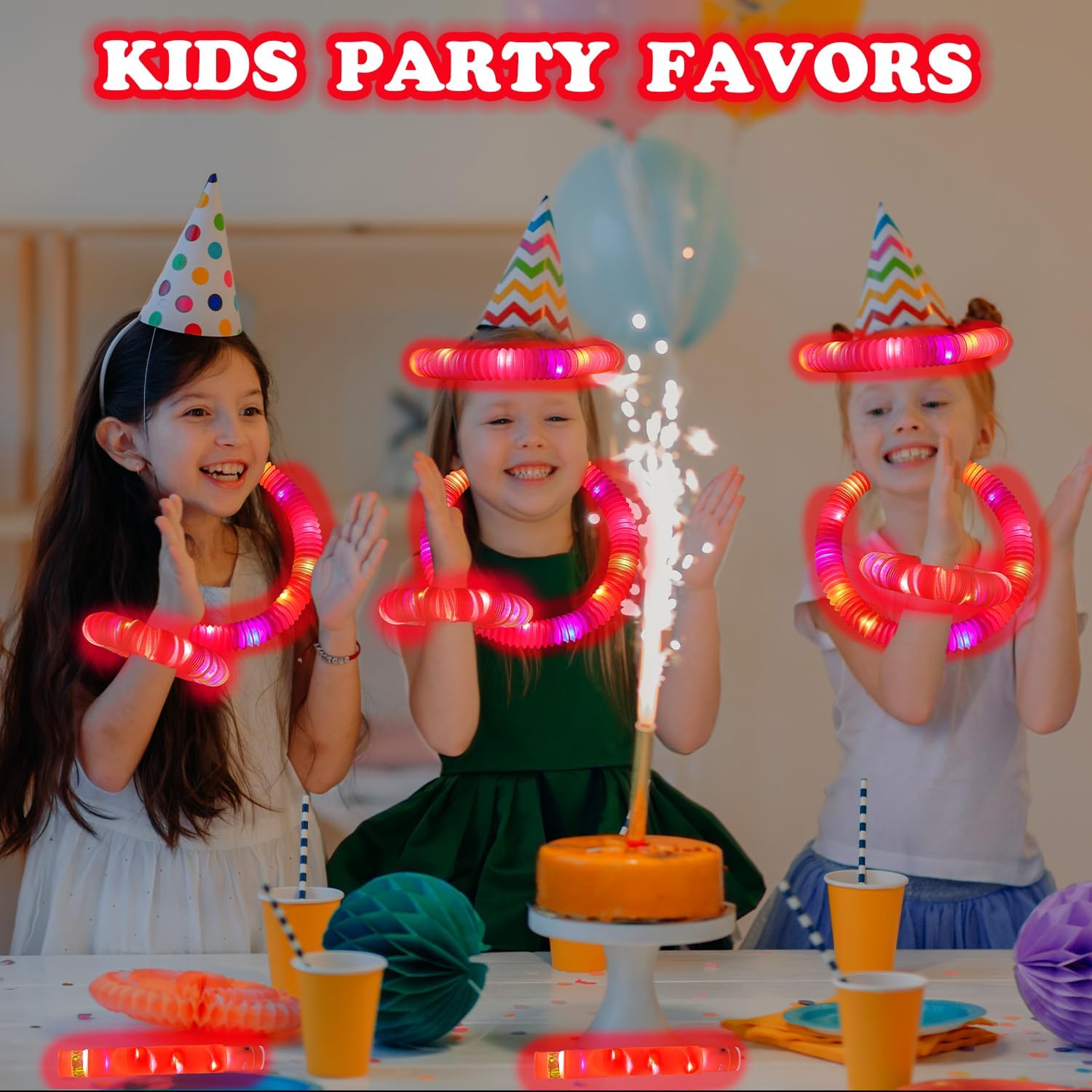24 PCS Red Glow Sticks Party Favors Supplies Toys Gifts for Kids Adults