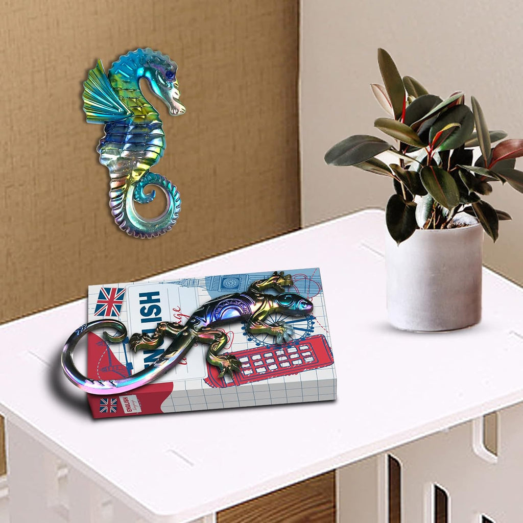 2 Pcs Gecko Seahorse Resin Molds Silicone, Lifelike Lizard Hippocampus Decor Moulds, 3D Large Animal Silicone Epoxy Mold for DIY Resin Crafts,Wall Hanging Home Decor Halloween Christmas Gifts