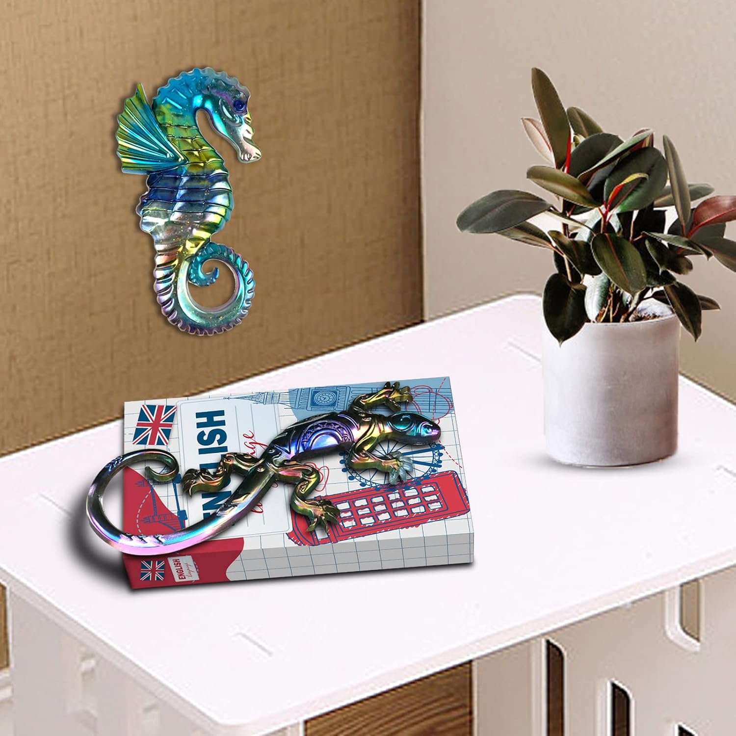 2 Pcs Gecko Seahorse Resin Molds Silicone, Lifelike Lizard Hippocampus Decor Moulds, 3D Large Animal Silicone Epoxy Mold for DIY Resin Crafts,Wall Hanging Home Decor Halloween Christmas Gifts