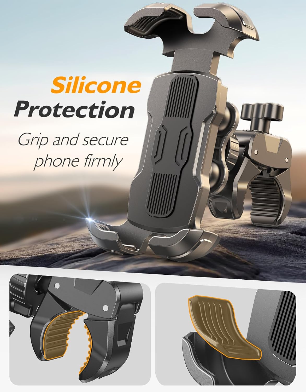 Bike Phone Holder Motorcycle Mount with Rubber Vibration Damper