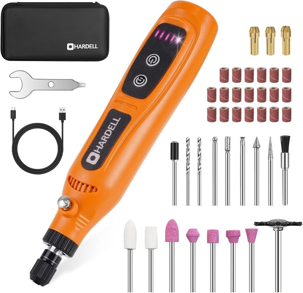 HARDELL Mini Cordless Rotary Tool,4V 5Speed 42pcs Mini Drill DIY Craft Tool