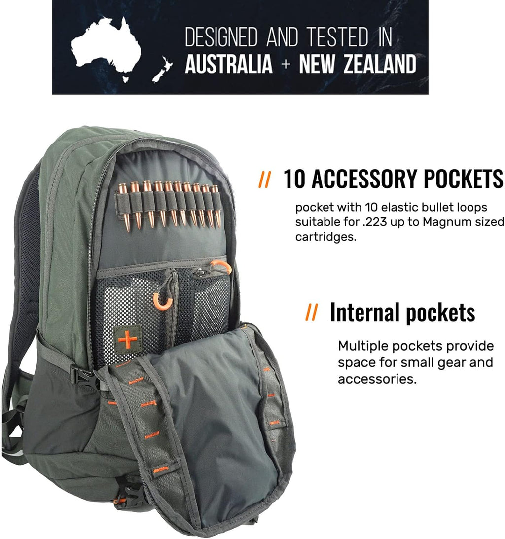 SPIKA Camo and Green Hunting Backpack Tactical Military Bags Waterproof Daypack for 25L Capacity Removable Hip Belt