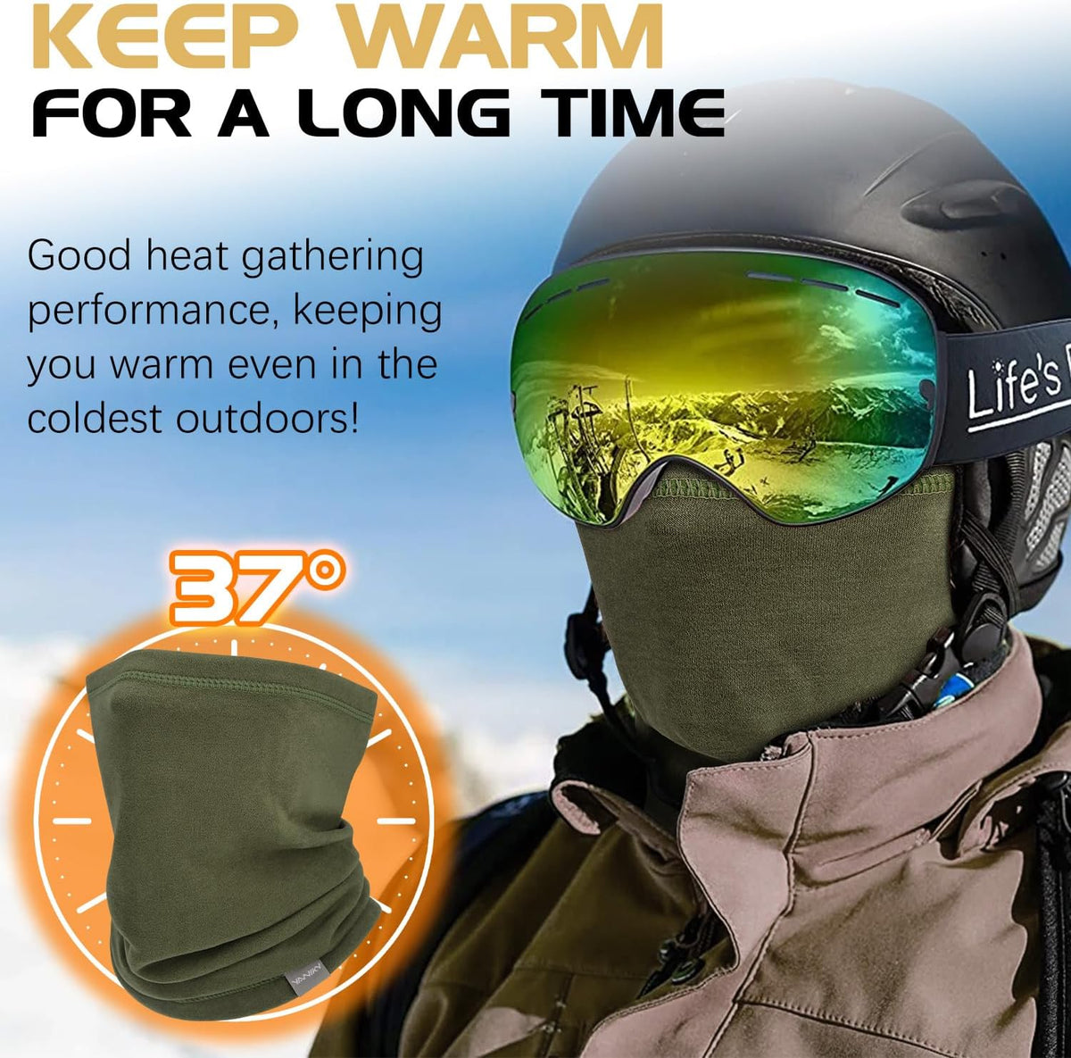YANIKY Neck Gaiter Winter Neck Warmer for Men & Women Windproof Face Mask for Cold Weather Breathable Ski Face Cover Scarf