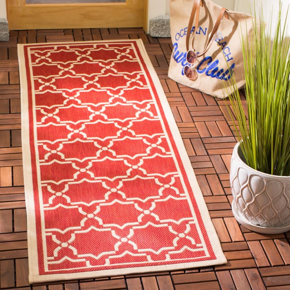 SAFAVIEH Courtyard Collection 2' x 3'7" Blue/Beige CY6916 Indoor/ Outdoor Waterproof Easy Cleaning Patio Backyard Mudroom Accent Rug