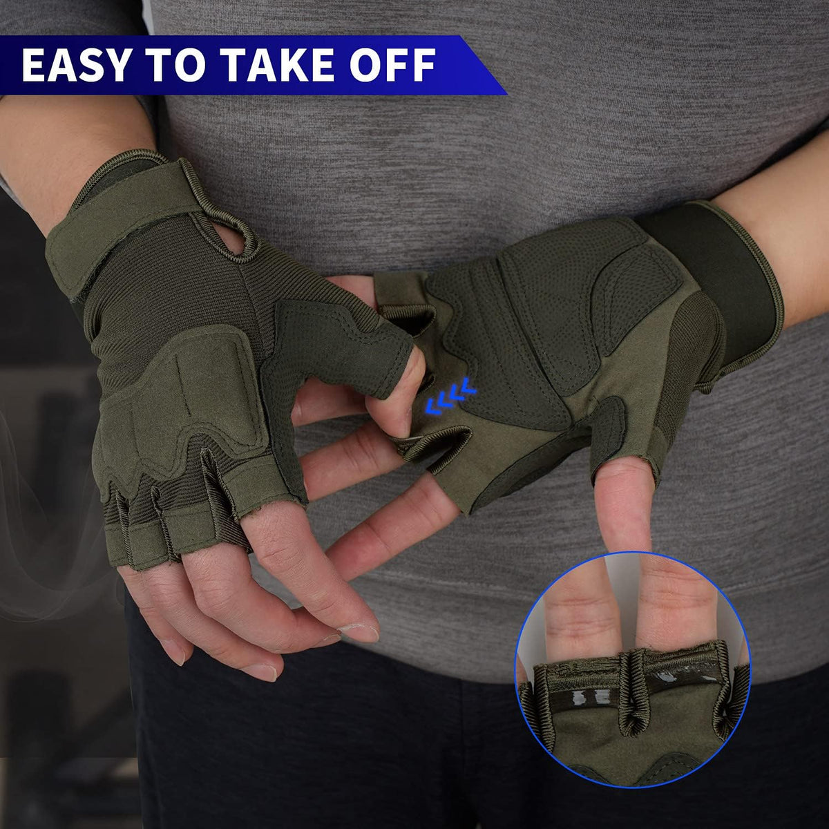 FIORETTO Fingerless Gloves for Men, Breathable Grip Palm Gloves for Motorcycle Riding, Driving, Cycling, Exercise, Workout, Climbing, Hiking and Outdoor Activities M210603