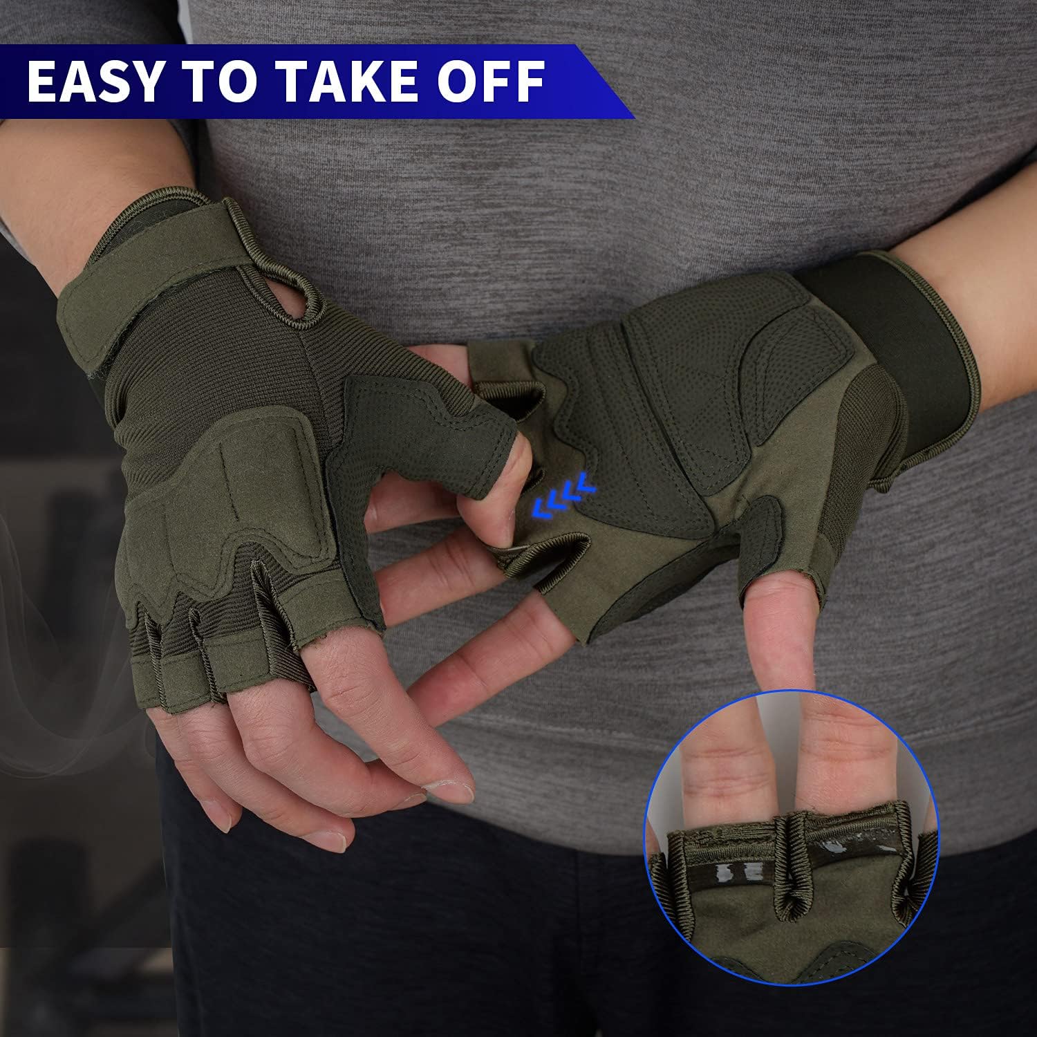 FIORETTO Fingerless Gloves for Men, Breathable Grip Palm Gloves for Motorcycle Riding, Driving, Cycling, Exercise, Workout, Climbing, Hiking and Outdoor Activities M210603