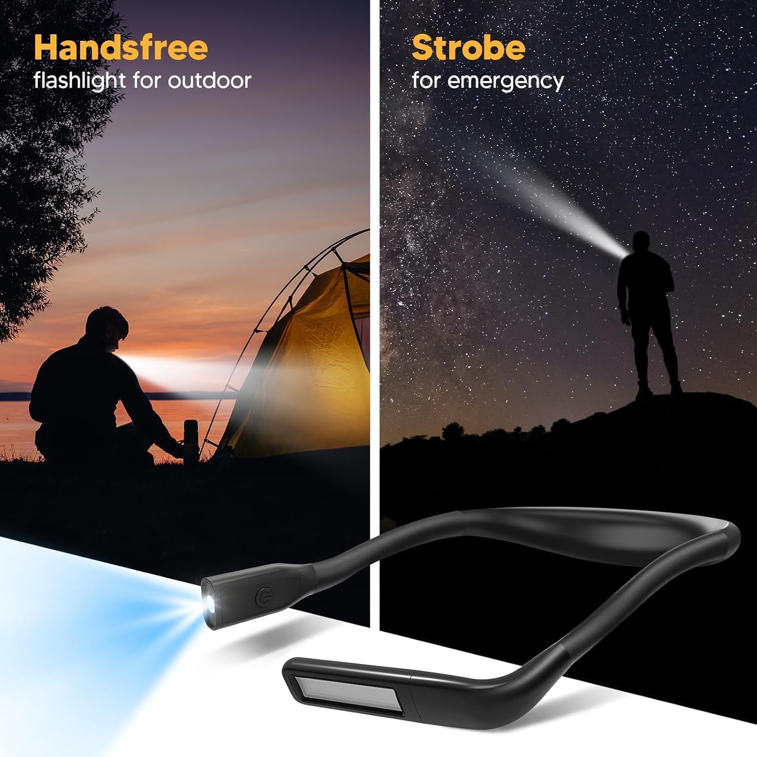 Neck Light, Rechargeable Reading Light, 3 Color Stepless Dimming