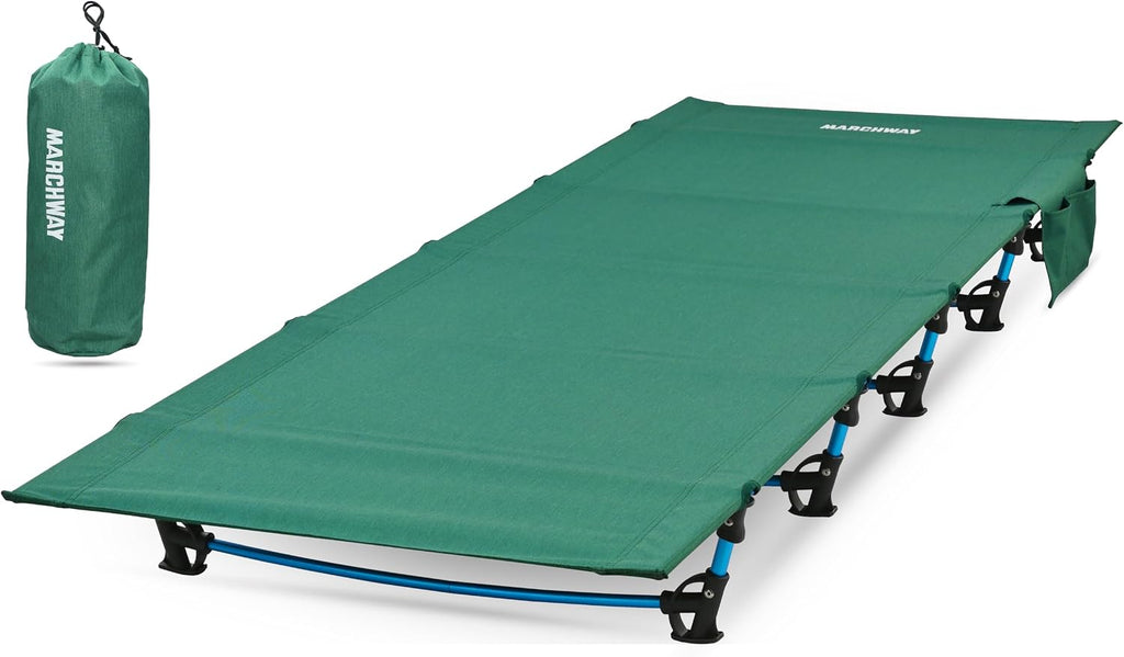 MARCHWAY Ultralight Folding Camping Cot Bed, Portable, Supports 275 lbs